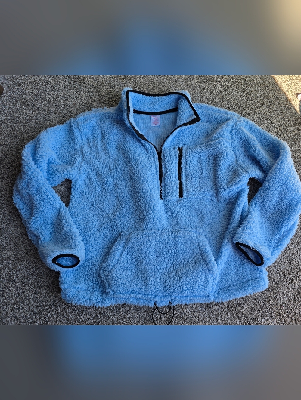 No Boundaries Light Blue Sherpa Half-Zip Hoodie